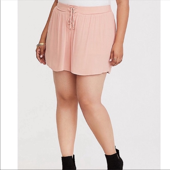 TORRID pink lace front pull on shorts!! - Picture 2 of 5